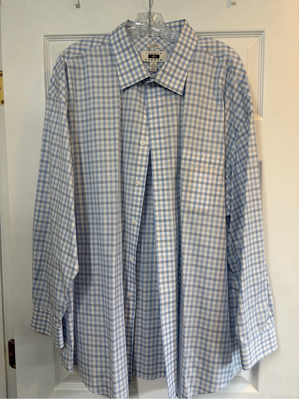 Joseph Abboud Light Blue & White Check Cotton Dress Shirt